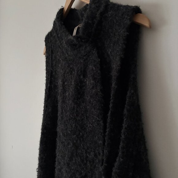Free People Wool Alpaca Stand and Deliver Cape Cardigan In Charcoal Grey Small - Picture 5 of 7